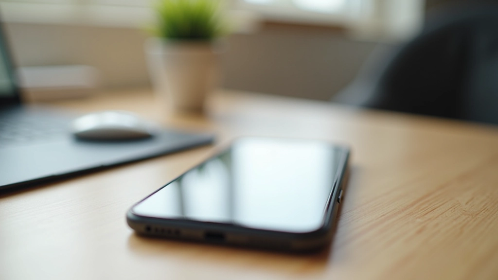 Téléphone mobile sur table avec notifications d'email et messages de clients affichés sur l'écran